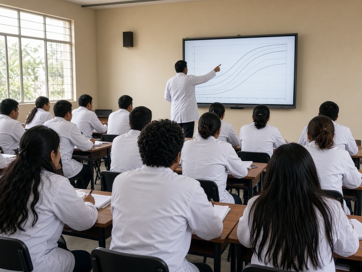 Clase de pediatría con estudiantes de medicina